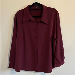 Plus -  Burgundy Women's Button Down Top - 2X